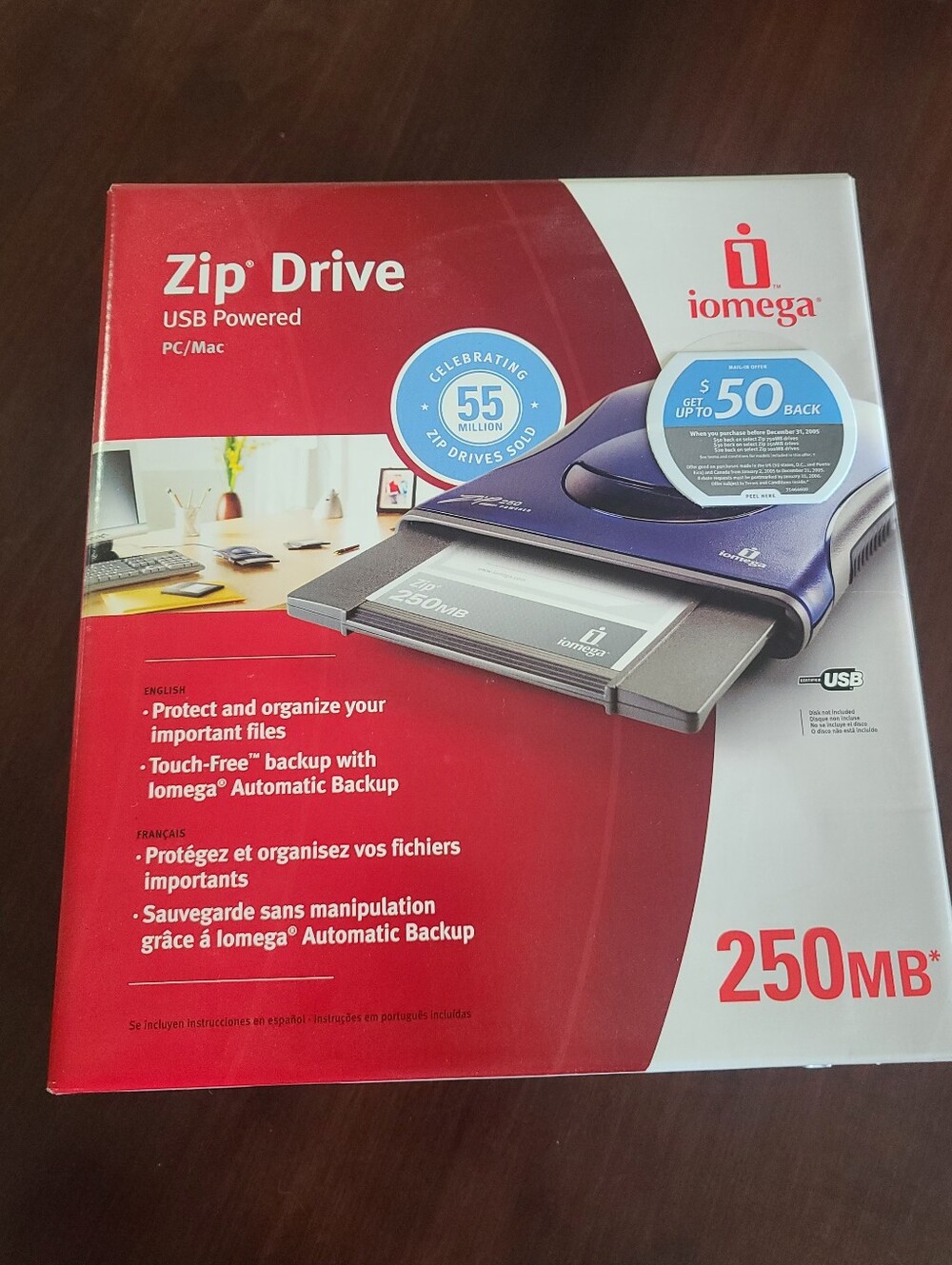 Iomega External 250 Mb Usb Zip Drive In Original Box